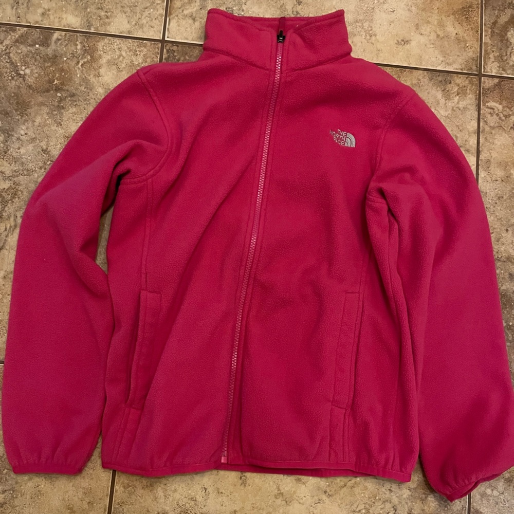 Used hot pink north face in ok condition